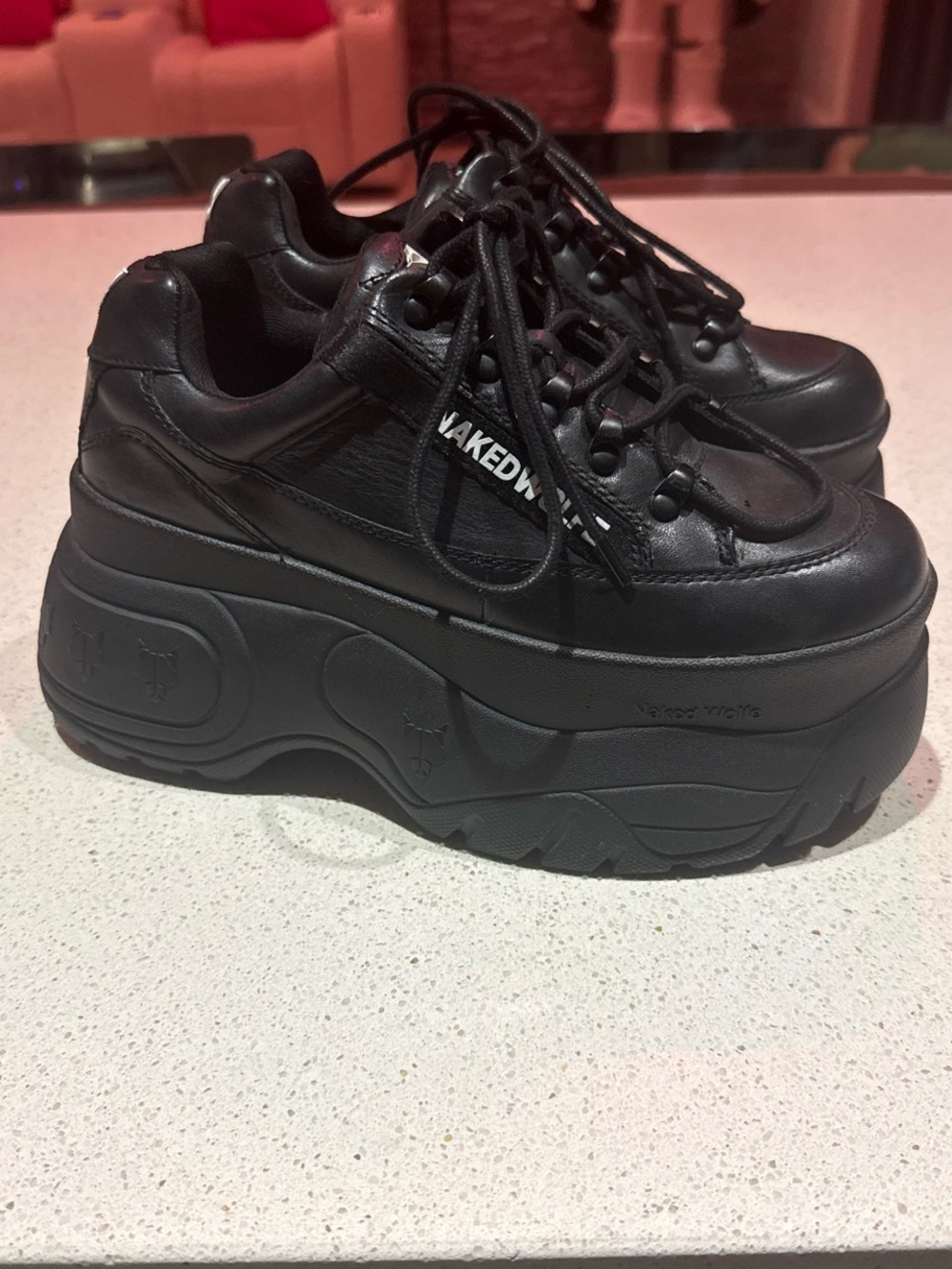 Naked Wolfe Black Chunky Platform Lace-Up Sneakers